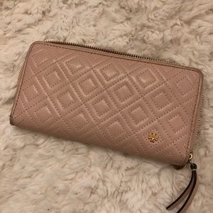 Tory Burch pale pink zip around wallet